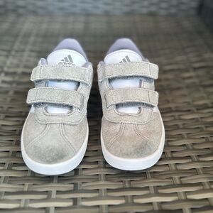 adidas Kids Light Gray Suede Velcro Sneakers
